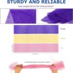 UJFQBH 3 Pieces African Bath Sponge African Net Long Net Bath Sponge Exfoliating Shower Body Scrubber Back Scrubber Skin Smoother,Great for Daily Use (Pink,Yellow,Purple) - Image 4