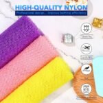 UJFQBH 3 Pieces African Bath Sponge African Net Long Net Bath Sponge Exfoliating Shower Body Scrubber Back Scrubber Skin Smoother,Great for Daily Use (Pink,Yellow,Purple) - Image 5