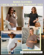 Ficerd 3 Pack Women's Maternity T Shirts, Short Sleeve Side Split Pregnancy Tops Casual Crew Neck Pregnant Tees Mama Clothes - Image 4