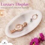 Radicaln Marble Jewelry Tray White 7" Inch Aesthetic Room Décor Handmade Jewelry Holder Organizer - Decorative Tray For Earring Display - Ring Holder For Jewelry - Image 3
