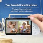 Babysense Full HD 5.5" Split Screen Baby Monitor with 2 Cameras, 6-Color Night Light, White Noise, Sound & Light Machine, 20-Hour Battery, Hack-Proof Non-WiFi Secure Connection - Image 3