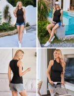 Ekouaer Women Maternity Tank Tops 3 Packs Crew Neck Ribbed Pregnancy Shirts Mama Clothes - Image 3