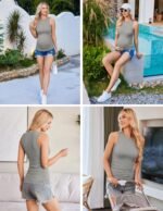 Ekouaer Women Maternity Tank Tops 3 Packs Crew Neck Ribbed Pregnancy Shirts Mama Clothes - Image 4