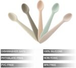 PandaEar 5 Pack Silicone Baby Spoons Self Feeding 4 6 Months, Baby Food Feeding Spoons Utensils, Gentle for Baby Led Weaning, Safe for Teething, Infant Spoons First Stage, BPA-Free, Easy to Clean - Image 3