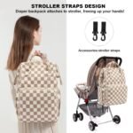 Baby Diaper Bag Backpack for Mom, Large Capacity Travel Nappy Bag for Boys & Girls with Stroller Straps (Corduroy Checkered Brown) - Image 3