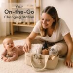 PUTSKA Baby Diaper Caddy Organizer for Changing Table – Stylish Nursery Storage Basket, Newborn Essentials, Baby Shower Gifts and Registry Must-Haves for Boy or Girl, Car Diaper Caddy, Corduroy Cream - Image 4