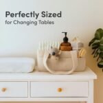 PUTSKA Baby Diaper Caddy Organizer for Changing Table – Stylish Nursery Storage Basket, Newborn Essentials, Baby Shower Gifts and Registry Must-Haves for Boy or Girl, Car Diaper Caddy, Corduroy Cream - Image 5