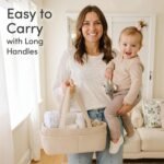 PUTSKA Baby Diaper Caddy Organizer for Changing Table – Stylish Nursery Storage Basket, Newborn Essentials, Baby Shower Gifts and Registry Must-Haves for Boy or Girl, Car Diaper Caddy, Corduroy Cream - Image 6