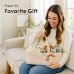 PUTSKA Baby Diaper Caddy Organizer for Changing Table – Stylish Nursery Storage Basket, Newborn Essentials, Baby Shower Gifts and Registry Must-Haves for Boy or Girl, Car Diaper Caddy, Corduroy Cream - Image 7