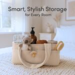 PUTSKA Baby Diaper Caddy Organizer for Changing Table – Stylish Nursery Storage Basket, Newborn Essentials, Baby Shower Gifts and Registry Must-Haves for Boy or Girl, Car Diaper Caddy, Corduroy Cream - Image 8