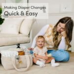 PUTSKA Baby Diaper Caddy Organizer for Changing Table – Stylish Nursery Storage Basket, Newborn Essentials, Baby Shower Gifts and Registry Must-Haves for Boy or Girl, Car Diaper Caddy, Corduroy Cream - Image 9