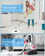 Leebein Electric Spin Scrubber, Cordless Cleaning Brush with 8 Replaceable Brush Heads, Tub and Floor Tile 360 Power Scrubber Dual Speed with Adjustable & Detachable Handle for Bathroom Kitchen Car - Image 3