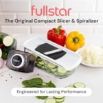 Fullstar Mandoline Slicer for Kitchen, Fruit Cutter, Cheese Grater, Cucumber Slicer, Veggie Spiralizer, Food Cutter & Kitchen Gadgets & Gifts with Safety Glove (6 in 1, White) - Image 3