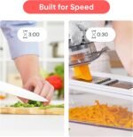 Fullstar Mandoline Slicer for Kitchen, Fruit Cutter, Cheese Grater, Cucumber Slicer, Veggie Spiralizer, Food Cutter & Kitchen Gadgets & Gifts with Safety Glove (6 in 1, White) - Image 4
