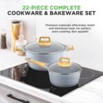 NutriChef 22‑Piece Non‑Stick Ceramic Pots and Pans Set – For All Cooktops Including Induction – PTFE & PFAS Free, Includes Bakeware & Utensils - Image 3