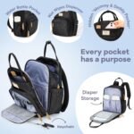 RUVALINO Diaper Bag Backpack-Multifunction Baby Travel Bag with Changing pad, Insulated Bottle Holders & Pacifier Case, Large Capacity, Waterproof, Black Leopard - Image 4