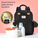 RUVALINO Diaper Bag Backpack-Multifunction Baby Travel Bag with Changing pad, Insulated Bottle Holders & Pacifier Case, Large Capacity, Waterproof, Black Leopard - Image 8