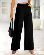 BTFBM Women High Waist Palazzo Pants Spring 2026 Casual Wide Leg Trousers Loose Work Office Business Suit Pant Pockets - Image 3