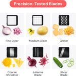 Fullstar Mandoline Slicer for Kitchen - Vegetable Chopper, Onion Potato Food Veggie Fruit Slicer and Cutter with Container, Kitchen Gadgets & Gifts, Home Essentials (6-in-1, Black) - Image 5