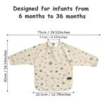 Baby Bib with Long Sleeves Bib & BLW, Machine Washable & Soft and Skin-Friendly Material, Coverall Bibs for Baby Feeding, Waterproof and Easy to Clean, for Baby Infant Toddlers (Beige) - Image 3