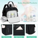 Large Diaper Bag Tote, 14 Pockets Stylish Baby Bag with Stroller Clips and 3 Insulated Pockets, Baby Shower Essentials - Image 4