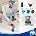 MR.SIGA Electric Spin Scrubber for Kitchen and Bathroom Cleaning, Waterproof Rechargeable Cordless Spin Scrubber with 5 Replaceable Cleaning Brushes and Pads - Image 3