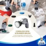 MR.SIGA Electric Spin Scrubber for Kitchen and Bathroom Cleaning, Waterproof Rechargeable Cordless Spin Scrubber with 5 Replaceable Cleaning Brushes and Pads - Image 6