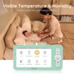 Boifun 2K Wifi Baby Monitor with 2 Cameras, Soothing Night Light, APP & 5" Split-screen Control, Motion/Cries/Noise/Customizable Alarm Zones Detect, Auto Tracking, PTZ, Humidity&Temperature Monitoring - Image 9