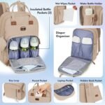 Dikaslon Diaper Bag Backpack with Portable Changing Pad, Pacifier Case and Stroller Straps, Large Unisex Baby Bags for Boys Girls, Multipurpose Travel Back Pack for Moms Dads, Milk Tea Khaki - Image 4