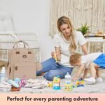 Dikaslon Diaper Bag Backpack with Portable Changing Pad, Pacifier Case and Stroller Straps, Large Unisex Baby Bags for Boys Girls, Multipurpose Travel Back Pack for Moms Dads, Milk Tea Khaki - Image 8