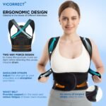 Vicorrect Posture Corrector for Women and Men: Back Support Brace Relieve Upper Back Shoulders Pain (Black, Large) - Image 4