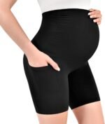 Walifrey Women's Maternity Shorts with Pockets Over The Belly,Pregnancy Yoga Pants Activewear Biker Shorts Casual - Image 3