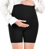 Walifrey Women's Maternity Shorts with Pockets Over The Belly,Pregnancy Yoga Pants Activewear Biker Shorts Casual - Image 5
