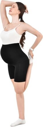 Walifrey Women's Maternity Shorts with Pockets Over The Belly,Pregnancy Yoga Pants Activewear Biker Shorts Casual - Image 7