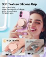 Sinjimoru for MagSafe Phone Grip — 3000G Magnetic Hold, Soft Silicone Comfort, Metal Plate Included, iPhone 17/16/15/14/13, M-Tap Tok Ring Stand Black - Image 3