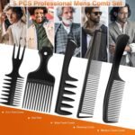 SALONSILK 5Pcs Combs for Men, Hair Pick Comb Set for Afro Black Mens Curls, Wide Tooth Medium Toothed Styling Dressing for Twist Detangler Natural Hair - Image 3