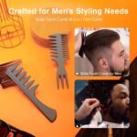 SALONSILK 5Pcs Combs for Men, Hair Pick Comb Set for Afro Black Mens Curls, Wide Tooth Medium Toothed Styling Dressing for Twist Detangler Natural Hair - Image 4