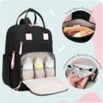 18 Pockets Large Diaper Bag Backpack with 4 Insulated Pockets and Stroller Clips, Baby Shower Essentials (Black, Large) - Image 3