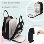 18 Pockets Large Diaper Bag Backpack with 4 Insulated Pockets and Stroller Clips, Baby Shower Essentials (Black, Large) - Image 4