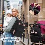 18 Pockets Large Diaper Bag Backpack with 4 Insulated Pockets and Stroller Clips, Baby Shower Essentials (Black, Large) - Image 7