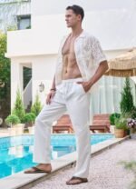 Willit Men's Linen Pants Casual Beach Summer Pants Drawstring Lightweight Yoga Linen Trousers 28" 30" - Image 4