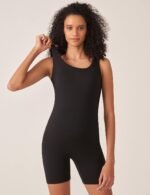 POSHDIVAH Women's Maternity Bodysuit Pregnancy Shapewear Double Lined Sleeveless Tank Top Shorts Romper Jumpsuit - Image 4