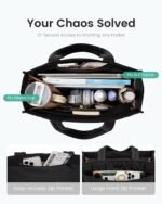 LOVEVOOK Tote Bag for Women, Puffer Work Handbag 15.6 Inch Laptop Purse for Nurse Teacher, Large Quilted Travel Tote Shoulder Bag with Zipper for College Office Clinical Gym, Black - Image 4