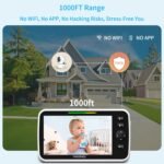 HelloBaby 6'' World First IPS 30H Battery Split-Screen Video Baby Monitor with Camera and Audio, No WiFi, Pan-Tilt-Zoom, VOX, 2-Way Talk, Night Vision, 8 Lullabies, 1000ft, for New Parents/Elderly - Image 5