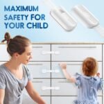 10 Pack Cabinet Locks Baby Proofing, SOGUDE Child Proof Cabinet Locks with Strong Adhesive Child Safety Locks for Refrigerator, Doors, Drawer Locks No Drilling, Cabinet Locks for Babies- White - Image 3