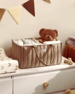 Blissful Diary Baby Diaper Caddy Organizer, Stylish Storage Basket for Newborn Essentials and Diaper Station, Gift for Baby Shower and Registry Must-Have, Mocha Brown - Image 6