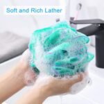AmazerBath Loofah Sponge 75g/Piece, Exfoliating Bath Sponge Body Scrubber - Loofa Set of 4 Flower Color (Large, Green-Purple) - Image 3