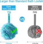 AmazerBath Loofah Sponge 75g/Piece, Exfoliating Bath Sponge Body Scrubber - Loofa Set of 4 Flower Color (Large, Green-Purple) - Image 6