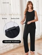 Ekouaer Maternity Nursing Robe Set 3 Pieces Sleeveless Top, Pregnancy Pants & Robe Double Layer Pajamas S-XXL - Image 4