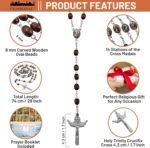 TALISMAN4U Stations of the Cross Rosary Chaplet Carved Wooden Beads Catholic Necklace for Men Women Holy Trinity Crucifix Cross Religious Gift Jewelry with Rosary Box & Prayer Booklet - Image 3
